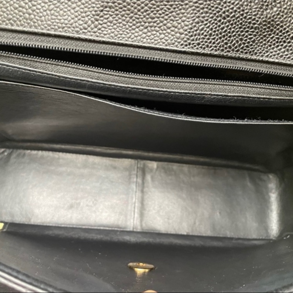 Sold 24k gold plated Black Chanel Caviar Jumbo single flap bag - Picture 12 of 17